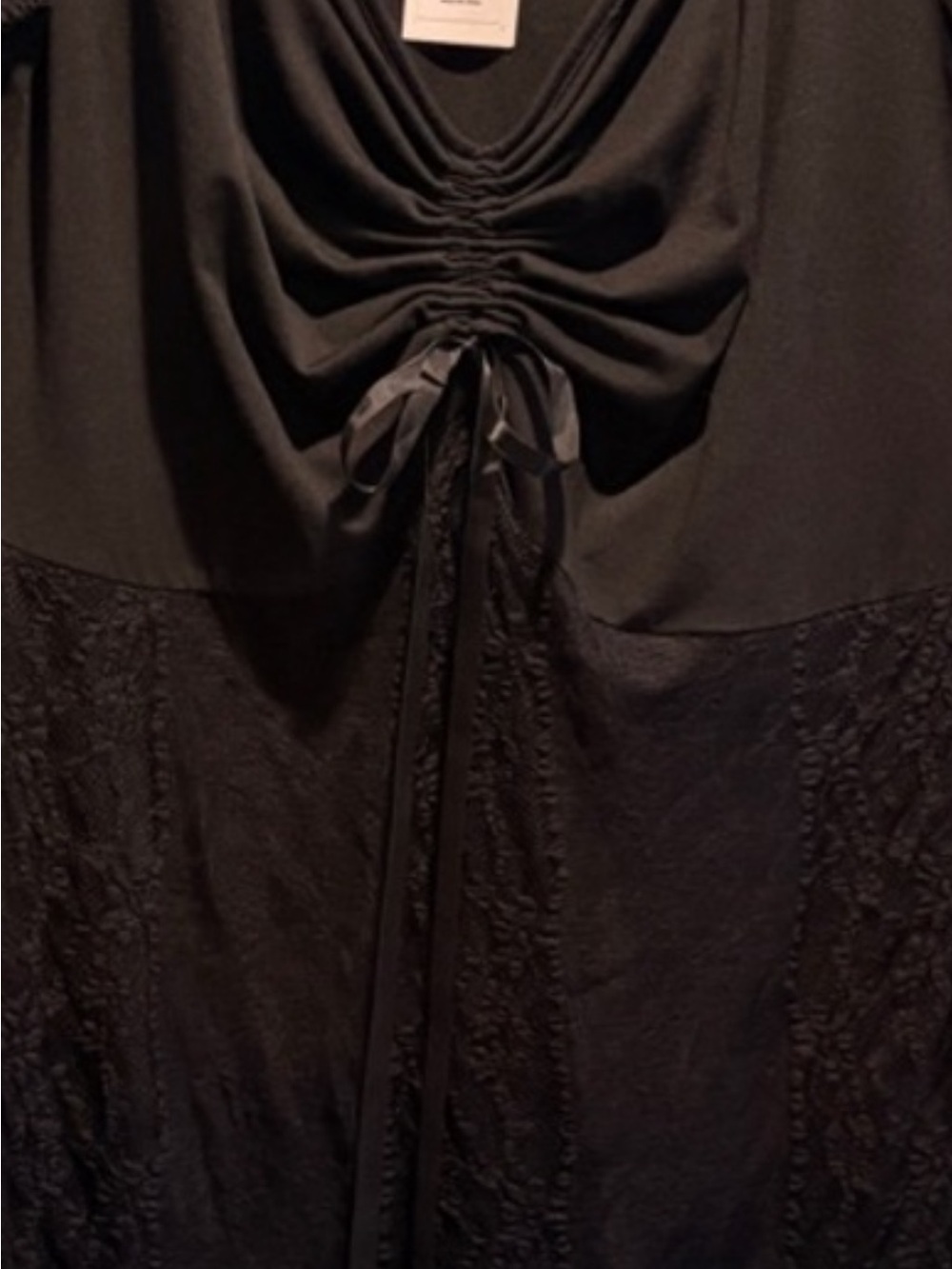 Goth Boho Romantic Dress Black Lace Bell Sleeve Ruched Midi NWT SZ 1X - Picture 7 of 7